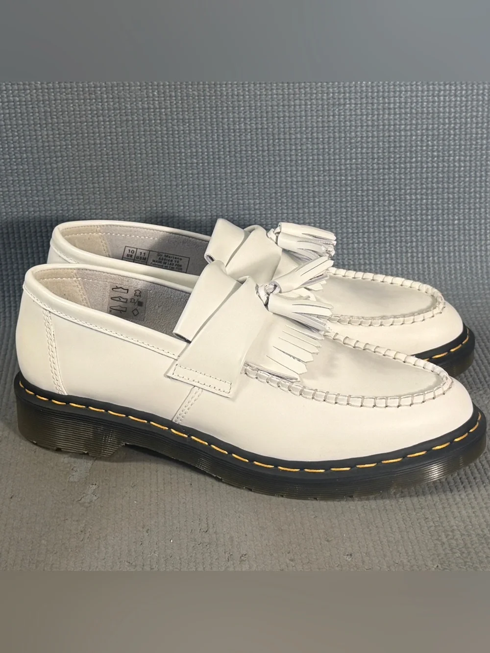 Dr. Martens Adrian Yellow Stitch Leather Tassel Loafers Slip On Women’s Size 12